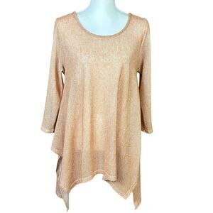 Umgee Open Knit Top Size Large Burnt Orange Sheer Relaxed Boho Lagenlook Tunic